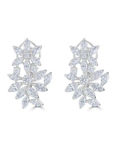 Zydo 18k Luminal Diamond Flower Huggie Hoop Earrings, 5.88tcw