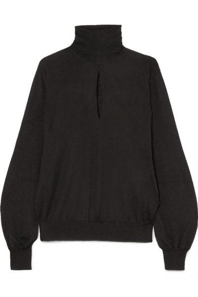 Tom Ford Cutout Cashmere And Silk-blend Turtleneck Sweater In Black
