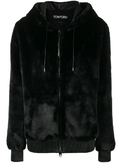 Tom Ford Zip-front Faux-shearling Jacket In Black