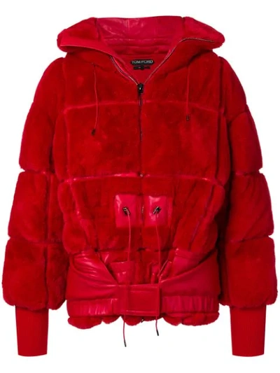 Tom Ford Oversized Quilted Faux-fur Puffer Coat In Red