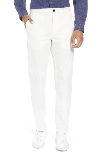Theory Zaine Patton Flat Front Stretch Solid Cotton Pants In White