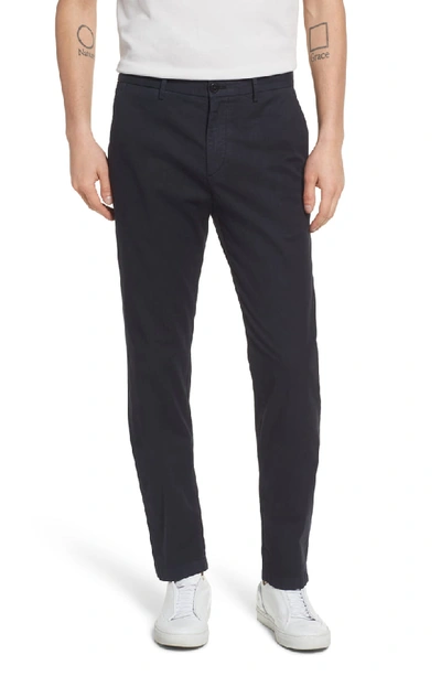 Theory Zaine Patton Flat Front Stretch Solid Cotton Pants In Eclipse