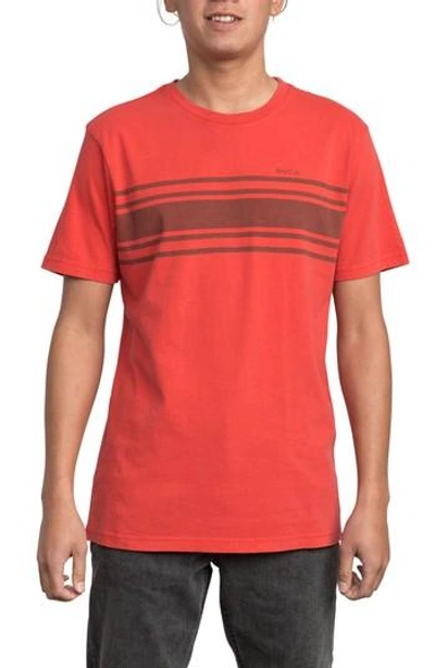 Rvca Elliot Stripe T-shirt In Chinese Red