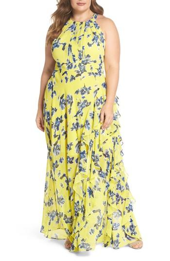eliza j ruffle maxi dress
