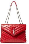 Saint Laurent Medium Loulou Calfskin Leather Shoulder Bag - Red In Claret