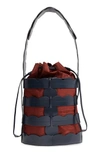 Trademark Scallop Hesse Leather Bucket Bag - Blue In Navy