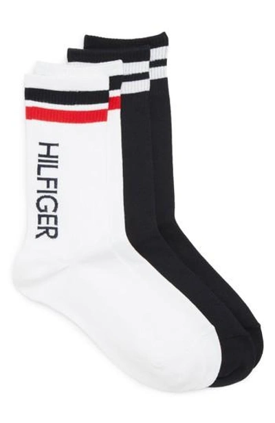 Tommy Hilfiger 2-pack Logo Crew Socks In White