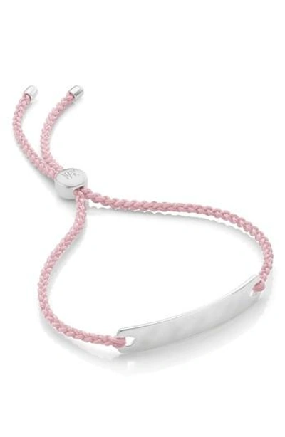 Monica Vinader Engravable Havana Mini Friendship Bracelet In Silver/ Ballet Pink