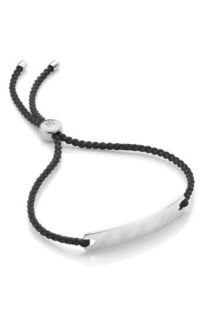 Monica Vinader Engravable Havana Mini Friendship Bracelet In Silver/ Black