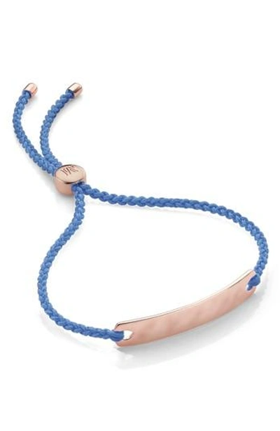 Monica Vinader Engravable Havana Mini Friendship Bracelet In Rose Gold/ Majorelle Blue