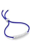 Monica Vinader Engravable Havana Mini Friendship Bracelet In Silver/ Majorelle Blue