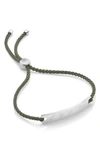 Monica Vinader Engravable Havana Mini Friendship Bracelet In Silver/ Khaki