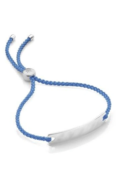 Monica Vinader Engravable Havana Mini Friendship Bracelet In Silver/ Powder Blue