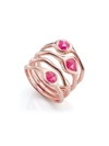 Monica Vinader Rose Gold Vermeil Siren Pink Quartz Cluster Cocktail Ring