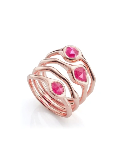 Monica Vinader Rose Gold Vermeil Siren Pink Quartz Cluster Cocktail Ring