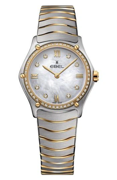Ebel Sport Classic Diamond Bracelet Watch, 29mm In Silver/ Mop/ Gold