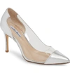 Charles David Women's Genuine Leather Illusion Pointed Toe Pumps In Silver