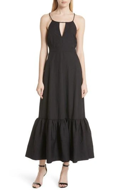 Tracy Reese Tiered Halter Keyhole Dress In Black