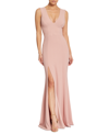 Dress The Population Sandra Plunge Crepe Trumpet Gown In Blush