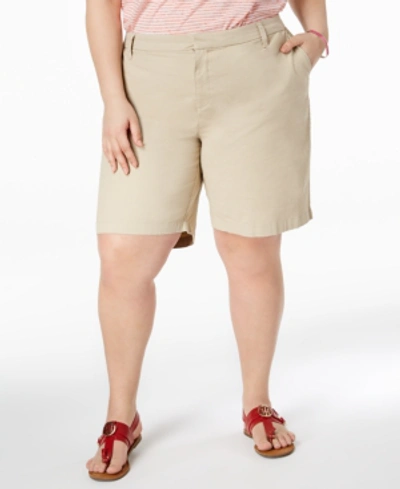 Tommy Hilfiger Plus Size Hollywood Bermuda Shorts In Khaki