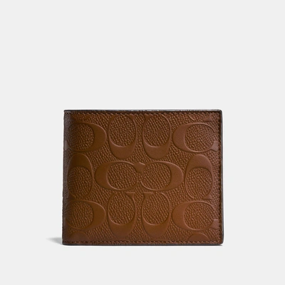 Coach 3-in-1 Wallet In Signature Leather - Men's In Saddle
