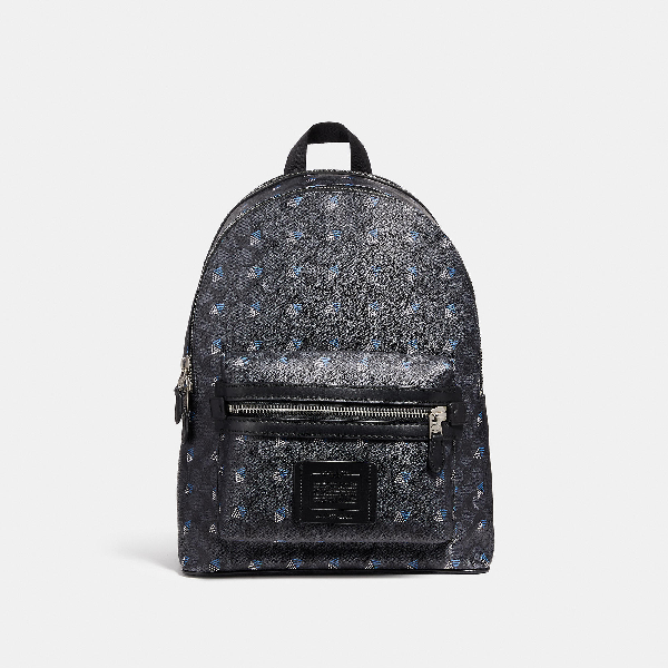 Coach Academy Backpack In Signature Canvas With Dot Diamond Print In  Charcoal/light Antique Nickel | ModeSens