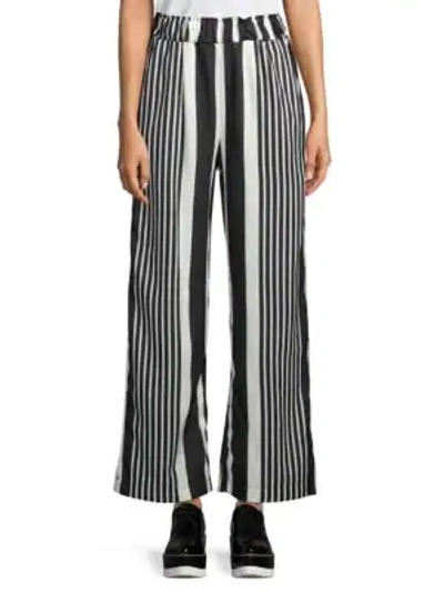 Haute Rogue Striped Wide-leg Pants In Black