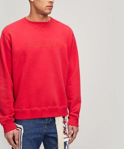 Jw Anderson Logo Cotton Sweater In Red