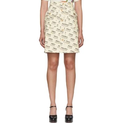 Gucci Ctn Drill Stamp Skirt In Nude/neutrals