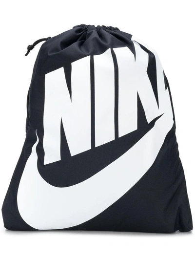 Nike Heritage Nylon Drawstring Backpack In Black