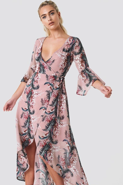 Glamorous Wrap Maxi Print Dress - Pink,multicolor