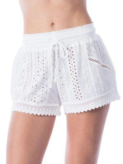 Polo Ralph Lauren Eyelet Cotton Swim Cover-up Shorts In White