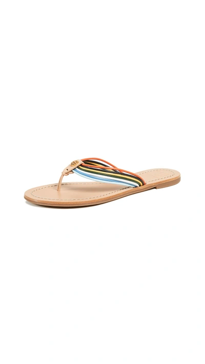 Tory Burch Sienna Thong Sandals In Multi/natural Vachetta