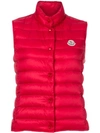 Moncler Down-filled Sleeveless Gilet In Red