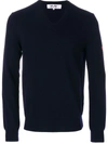 Comme Des Garçons Play Embroidered Heart Patch Sweater In Blue