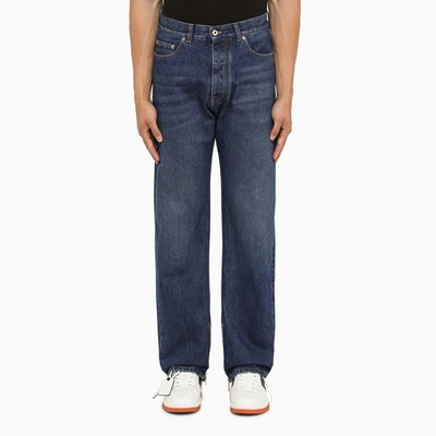 Off-white Blue Cotton Denim Jeans In Camel