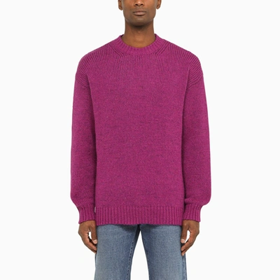 Roberto Collina Alpaca Blend Knitted Crewneck Sweater In Purple