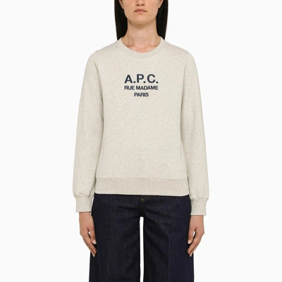 Apc Crew Neck Sweatshirt In Beige Cotton