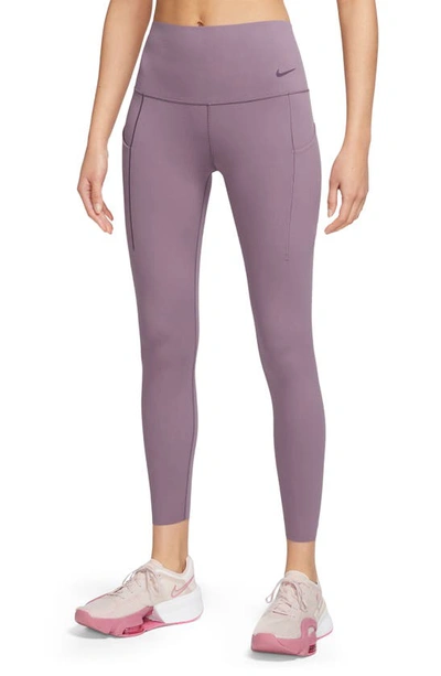 Nike Women's Universa Medium-support High-waisted 7/8 Leggings With Pockets In Purple