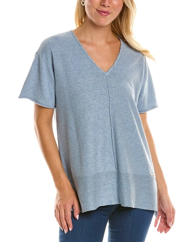 Donna Karan Marbled V-neck T-shirt In Blue