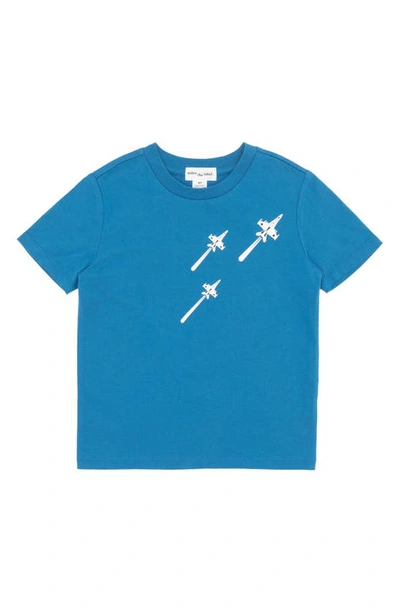 Miles The Label Kids' Airplane Organic Cotton Graphic T-shirt In Dark Blue