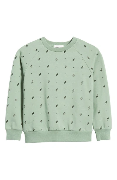 Miles The Label Kids' Abstract Print Stretch Organic Cotton Sweatshirt In 800 Green