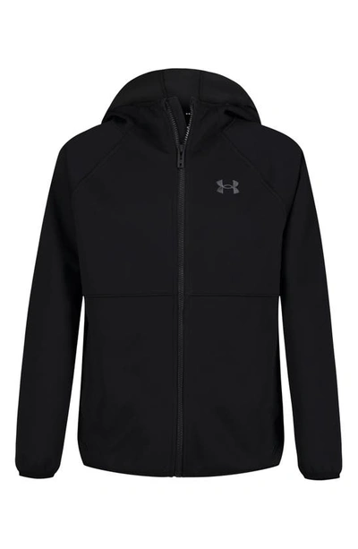 Under Armour Kids' Soft Shell Water Repellent Hooded Jacket In Black