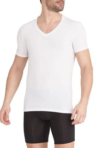 Tommy John 2-pack Second Skin Stay Tucked Deep V-neck Undershirt In White Double