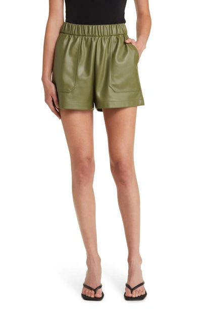 Steve Madden Lainey Faux Leather Shorts In Light Olive