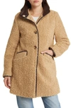 Sam Edelman Water Repellent Faux Fur Teddy Coat In Sand