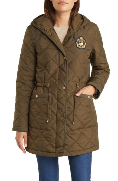 Lauren Ralph Lauren Quilted Hooded Parka In Botanic Green