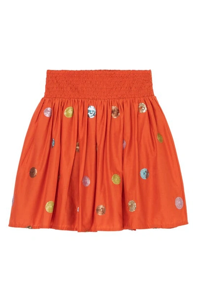 Peek Aren't You Curious Kids' Sequin Sphere Cotton Skirt In Rust