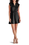 Steve Madden Pleated Cap Sleeve Minidress In Black