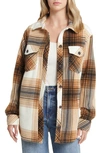 Thread & Supply Plaid Polar Fleece Shacket In Copper Plaid